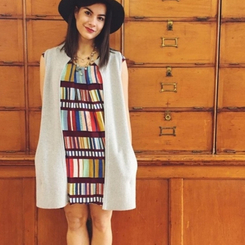 Maeve Anthropolgie Au Revoir Multicolor Library Print Dress Size 4 - Picture 3 of 14